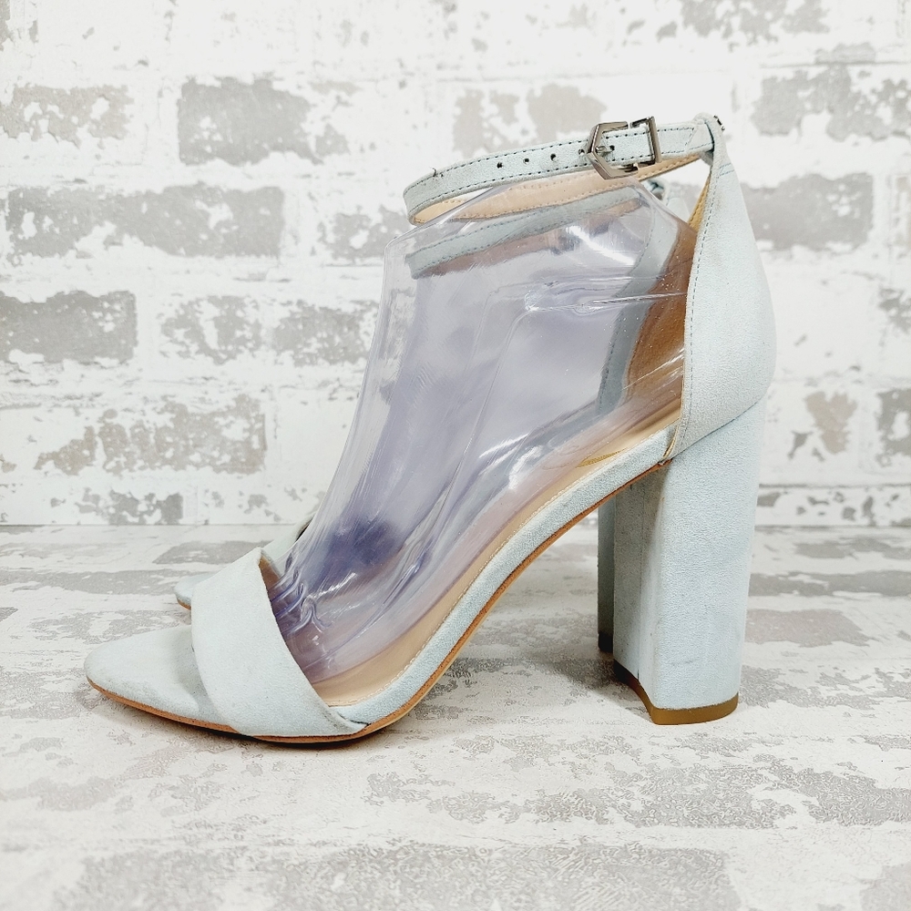 Sam Edelman Light Blue Suede Block Heel Sandals